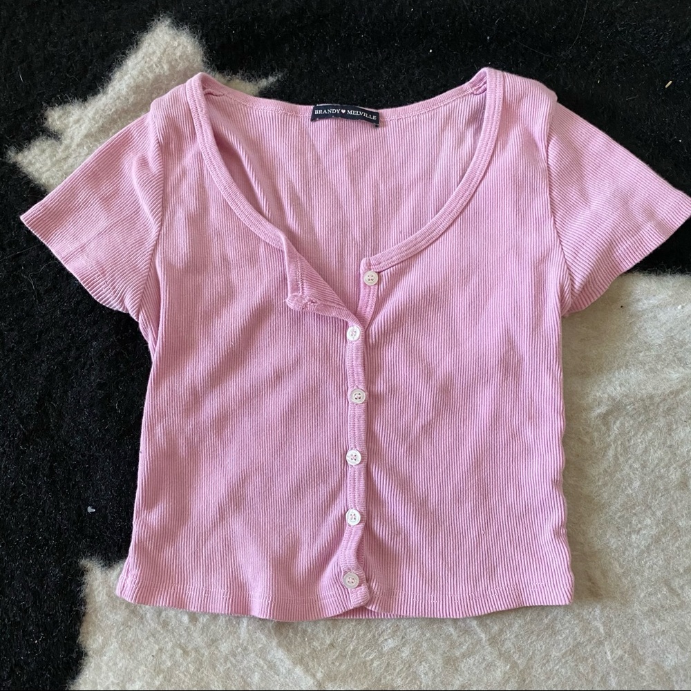 Brandy Melville pink cropped button up